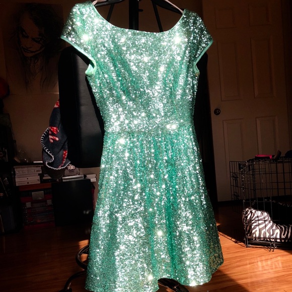 turquoise sequin dress